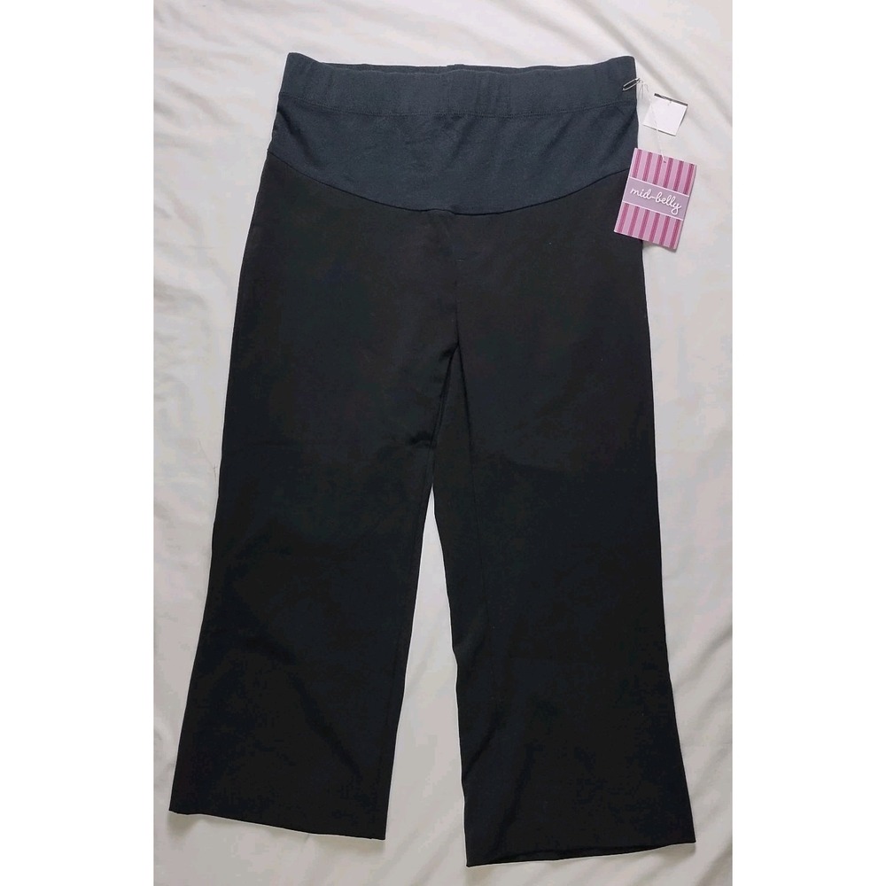 Oh Baby Motherhood Maternity Black Capri Crop Pants‎ Mid Belly Fit Size Sm New